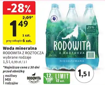 Intermarche Woda mineralna RODOWITA Z ROZTOCZA 1,5l oferta