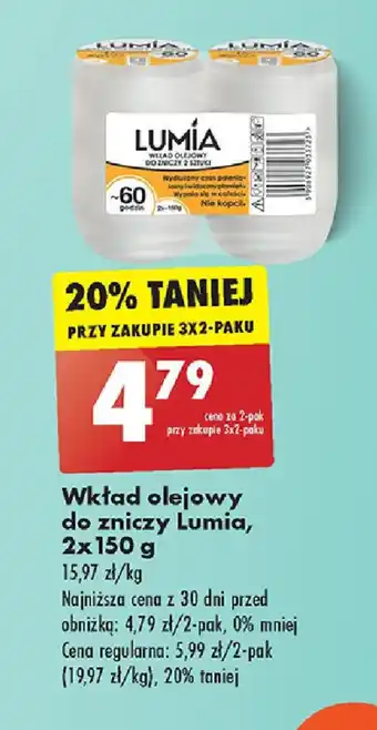 Biedronka Wkład olejowy do zniczy Lumia, 2x 150 g oferta