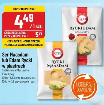 Polomarket Ser Maasdam lub Edam Rycki w plastrach Spółdzielnia Mleczarska Ryki, 135 g oferta