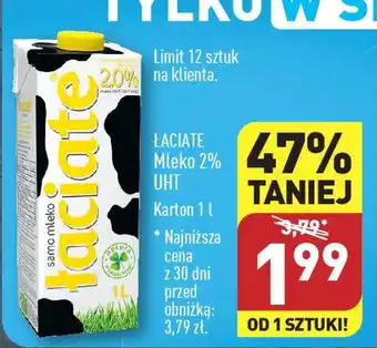 ALDI ŁACIATE Mleko 2% UHT 1l oferta