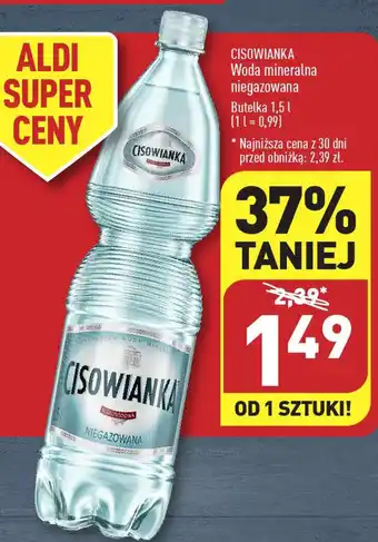 ALDI CISOWIANKA Woda mineralna niegazowana 1,5l oferta