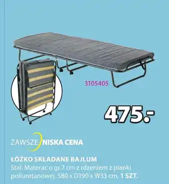 JYSK ŁÓŻKO SKŁADANE BAJLUM 80 x 190 x 33 cm oferta