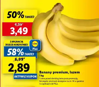 Lidl Banany premium, luzem 1 kg oferta