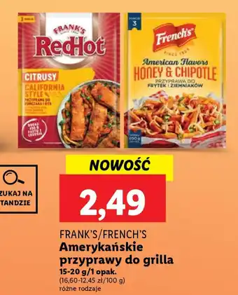 Lidl FRANK'S / FRENCH'S Amerykańskie przyprawy do grilla 15-20 g oferta