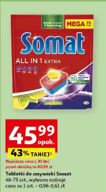 Auchan Tabletki do zmywarki Somat 48-75 szt. oferta