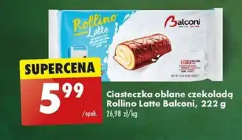 Biedronka Ciasteczka oblane czekoladą Rollino Latte Balconi, 222 g oferta