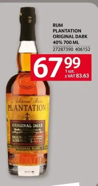 Selgros RUM PLANTATION ORIGINAL DARK 40% 700 ML oferta