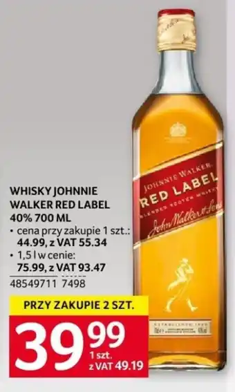 Selgros WHISKY JOHNNIE WALKER RED LABEL 40% 700 ML oferta