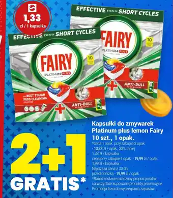 Twój Market Kapsułki do zmywarek Platinum plus lemon Fairy 10 szt. oferta