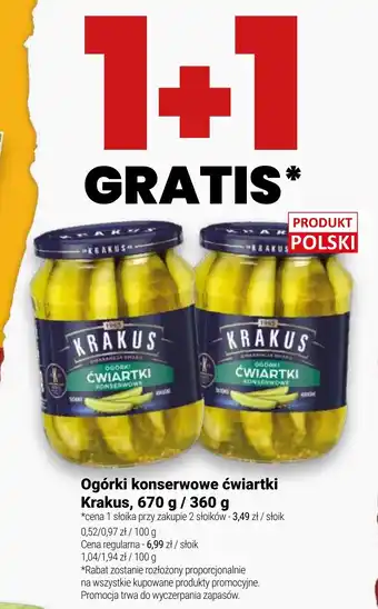 Twój Market Ogórki konserwowe ćwiartki Krakus 670/360 g oferta