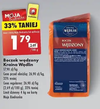 Biedronka Boczek wędzony Kraina Wędlin 100 g oferta