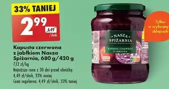 Biedronka Kapusta czerwona z jabłkiem Nasza Spiżarnia, 680 g/420 g oferta