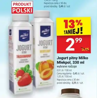 Twój Market Jogurt pitny Milko Mlekpol, 330 ml oferta