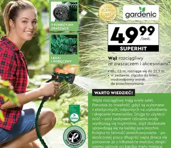 Biedronka gardenic Wąż rozciągliwy ze zraszaczem i akcesoriami oferta