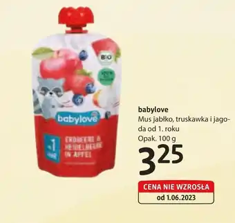 dm drogerie markt babylove Mus jabłko, truskawka i jago- da od 1. roku, 100 g oferta