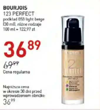 Jawa Drogerie BOURJOIS 123 PERFECT podkład 053 light beige (30 ml) oferta