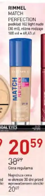 Jawa Drogerie RIMMEL MATCH PERFECTION podkład 102 light nude (30 ml) oferta