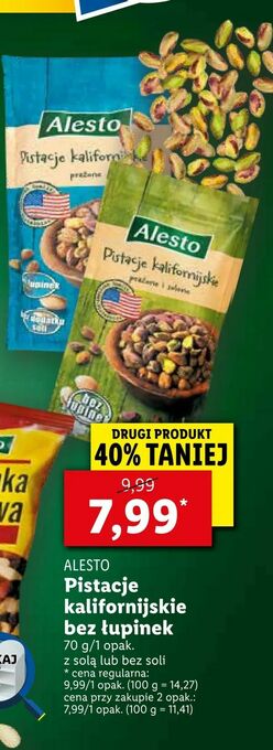 Lidl Pistacje kalifornijskie bez łupinek oferta