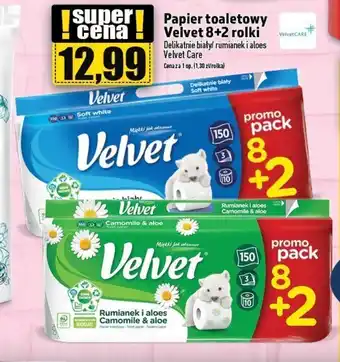 Topaz Papier toaletowy Velvet 8+2 rolki Delikatnie biały/ rumianek i aloes Velvet Care oferta