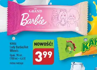 ALDI KORAL Lody Barbie/Hot Wheels 90ml oferta