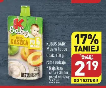 ALDI KUBUŚ BABY Mus w tubce 100g oferta