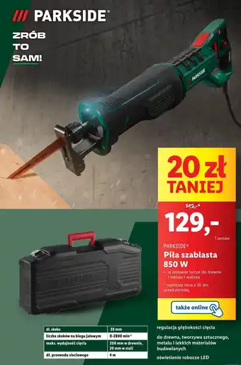 Lidl Piła szablasta Parkside oferta