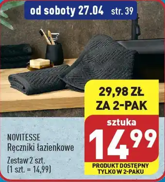 ALDI NOVITESSE Ręczniki łazienkowe 2 szt. oferta