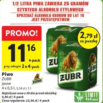 Intermarche Piwo ŻUBR 4 x 0,5 l oferta