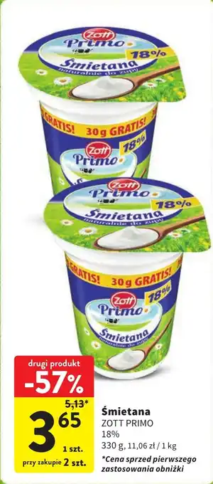 Intermarche Śmietana ZOTT PRIMO 330 g oferta