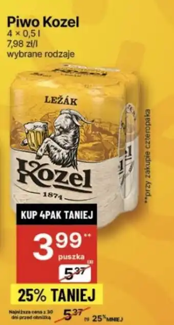 Delikatesy Centrum Piwo Kozel 4x0,5l oferta