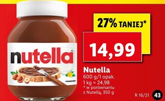 Lidl Nutella 600g oferta
