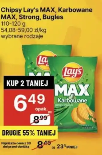 Delikatesy Centrum Chipsy Lay's MAX Karbowane MAX Strong Bugles 110-120g oferta