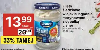 Delikatesy Centrum Filety śledziowe wiejskie łagodnie marynowane z cebulką Lisner 350g oferta
