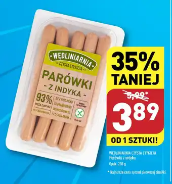 ALDI WĘDLINIARNIA CZYSTA ETYKIETA Parówki z indyka 200g oferta