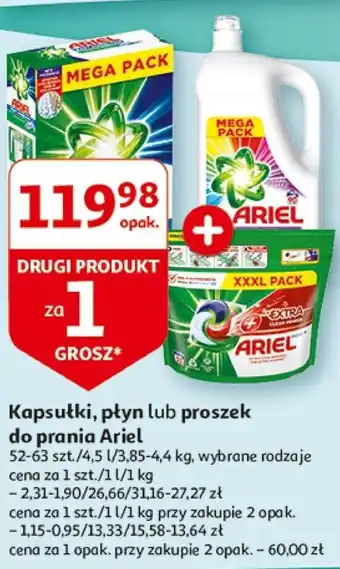 Auchan Kapsułki, płyn lub proszek do prania Ariel 52-63 szt. / 4,5 l / 3,85-4,4 kg oferta