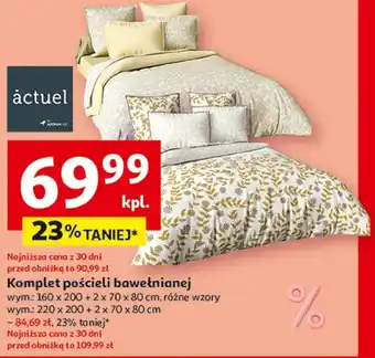 Auchan Komplet pościeli bawełnianej 160 x 200 + 2 x 70 x 80 cm oferta