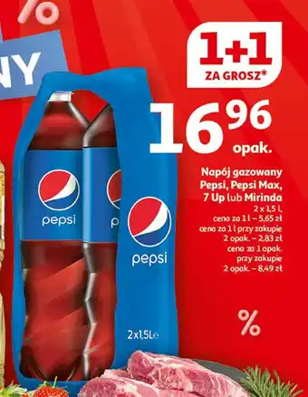 Auchan Napój gazowany Pepsi Pepsi Max 7 Up lub Mirinda 2x1,5l oferta