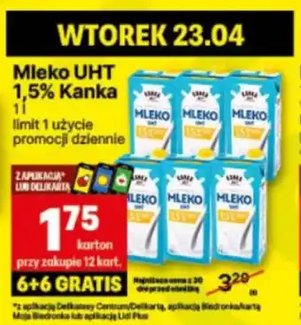 Delikatesy Centrum Mleko UHT 1,5% Kanka 1 l oferta