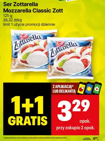 Delikatesy Centrum Ser Zottarella Mozzarella Classic Zott 125 g oferta