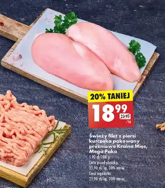 Biedronka Świeży filet z piersi kurczaka pakowany próżniowo Kraina Mięs, Mega Paka 1 kg oferta