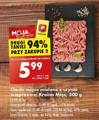 Biedronka Chude mięso mielone z szynki wieprzowej Kraina Mięs, 500 g oferta