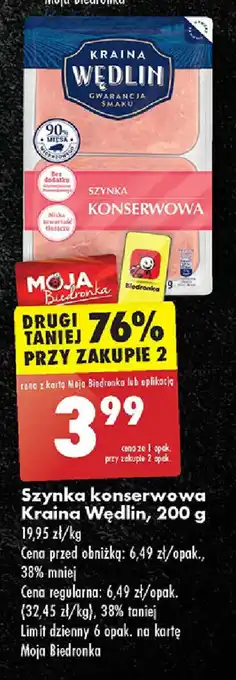 Biedronka Szynka konserwowa Kraina Wędlin, 200 g oferta