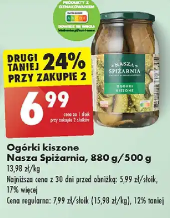 Biedronka Ogórki kiszone Nasza Spiżarnia 880 g/500 g oferta