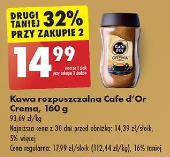 Biedronka Kawa rozpuszczalna Cafe d'Or Crema 160 g oferta