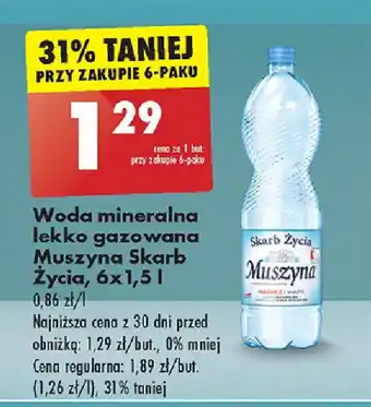 Biedronka Woda mineralna lekko gazowana Muszyna Skarb Życia 1,5l oferta