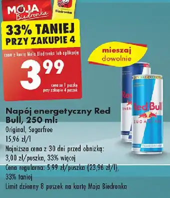 Biedronka Napój energetyczny Red Bull 250 ml oferta