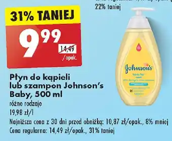 Biedronka Płyn do kąpieli lub szampon Johnson's Baby 500 ml oferta