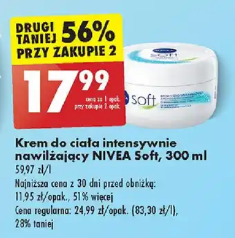 Biedronka Krem do ciała intensywnie nawilżający NIVEA Soft 300 ml oferta