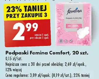 Biedronka Podpaski Femina Comfort 20 szt. oferta