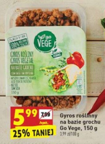 Biedronka Gyros roślinny na bazie grochu Go Vege 150g oferta